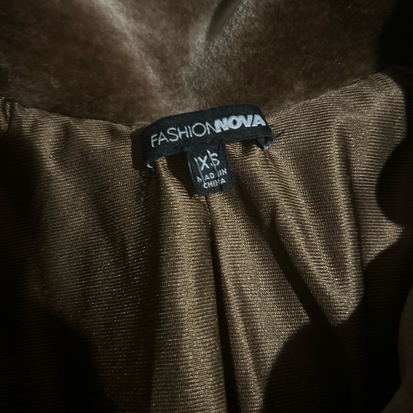 Fashion Nova y2k mcbling half crop jacket gold and brown - Picture 3 of 5